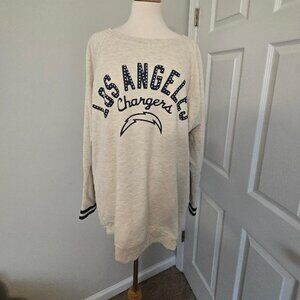 Women's Cream LA Charger's Sweatshirt, Size XL